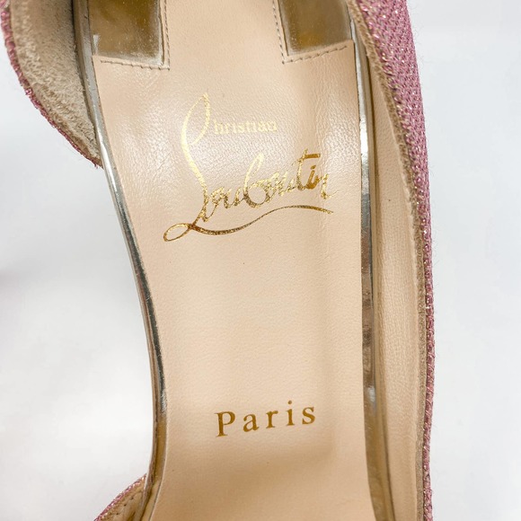 Christian Louboutin Iriza 100 Glitter Tisse Pink Heels EU 40 US 10 - Picture 7 of 15